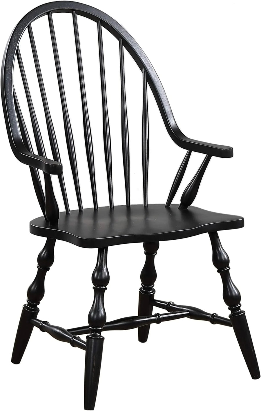 Sunset Trading Black Cherry Selections Windsor Spindleback Dining Chair with Arms | Fully Assembled Kitchen Armchair| Modern…