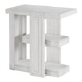 Sunset Trading Dover Chairside 14″ Slim Rectangular Side End Table with Storage Shelves | Cerused White Oak Wood