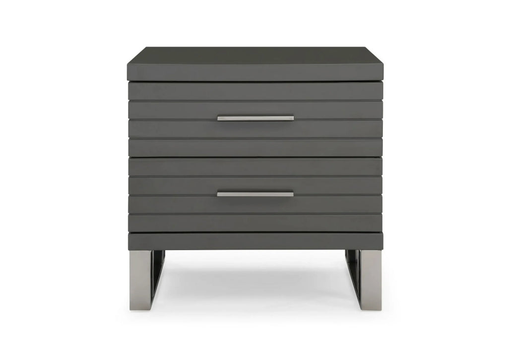 23″ Silver and Gray Two Drawer Nightstand — view 2