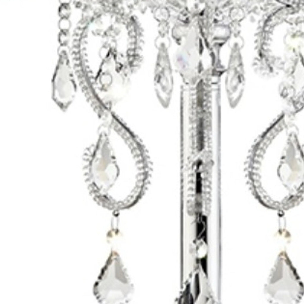Glam Silver Faux Crystal Accent Table Lamp with See Thru Shade — view 4