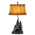 29″ Bronze Bear in the Woods Table Lamp With Brown Bell Shade