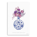 48″ x 32″ Blue and White Happiness Floral Vase Canvas Wall Art