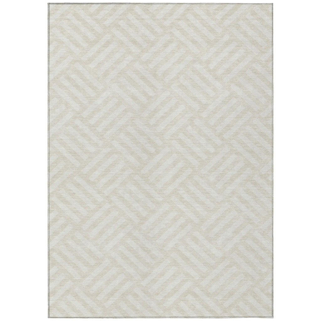 9′ X 12′ Ivory And Beige Geometric Washable Indoor Outdoor Area Rug — view 2