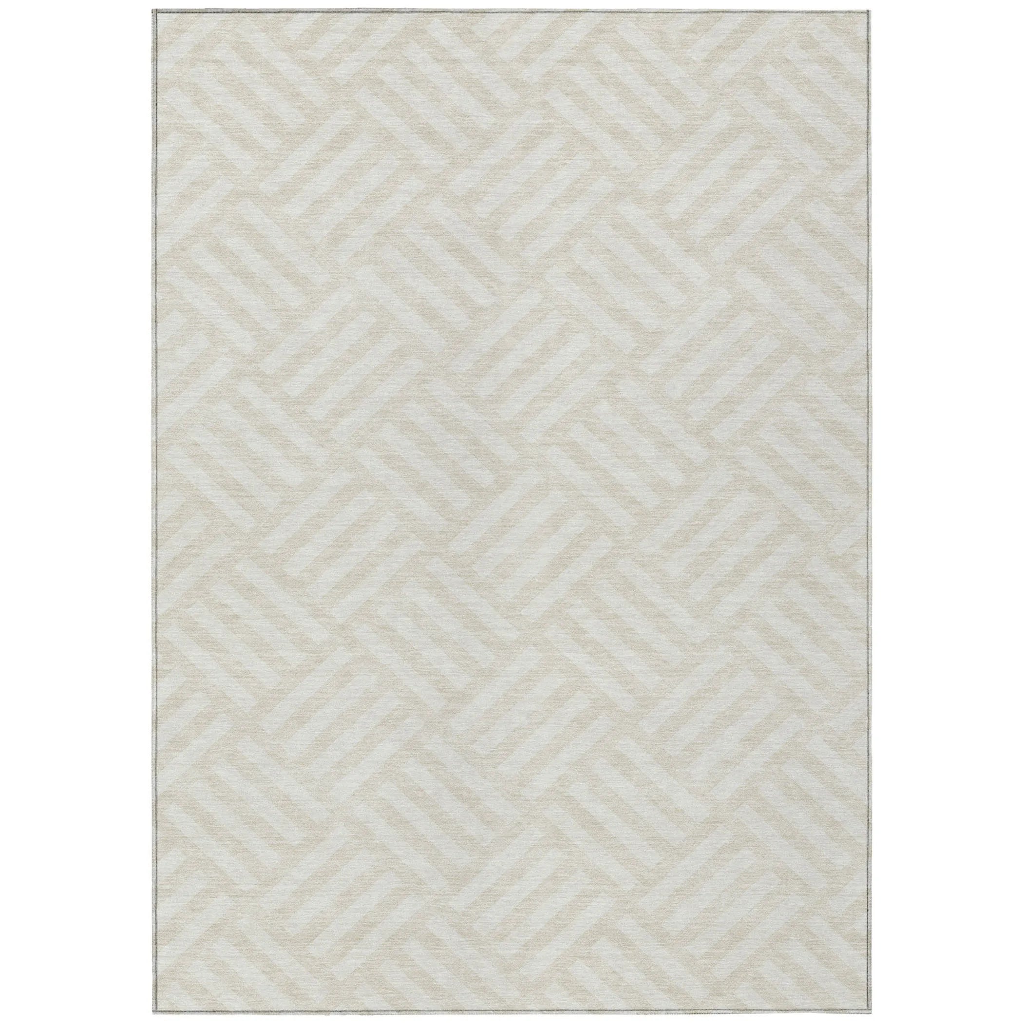 9′ X 12′ Ivory And Beige Geometric Washable Indoor Outdoor Area Rug — view 2