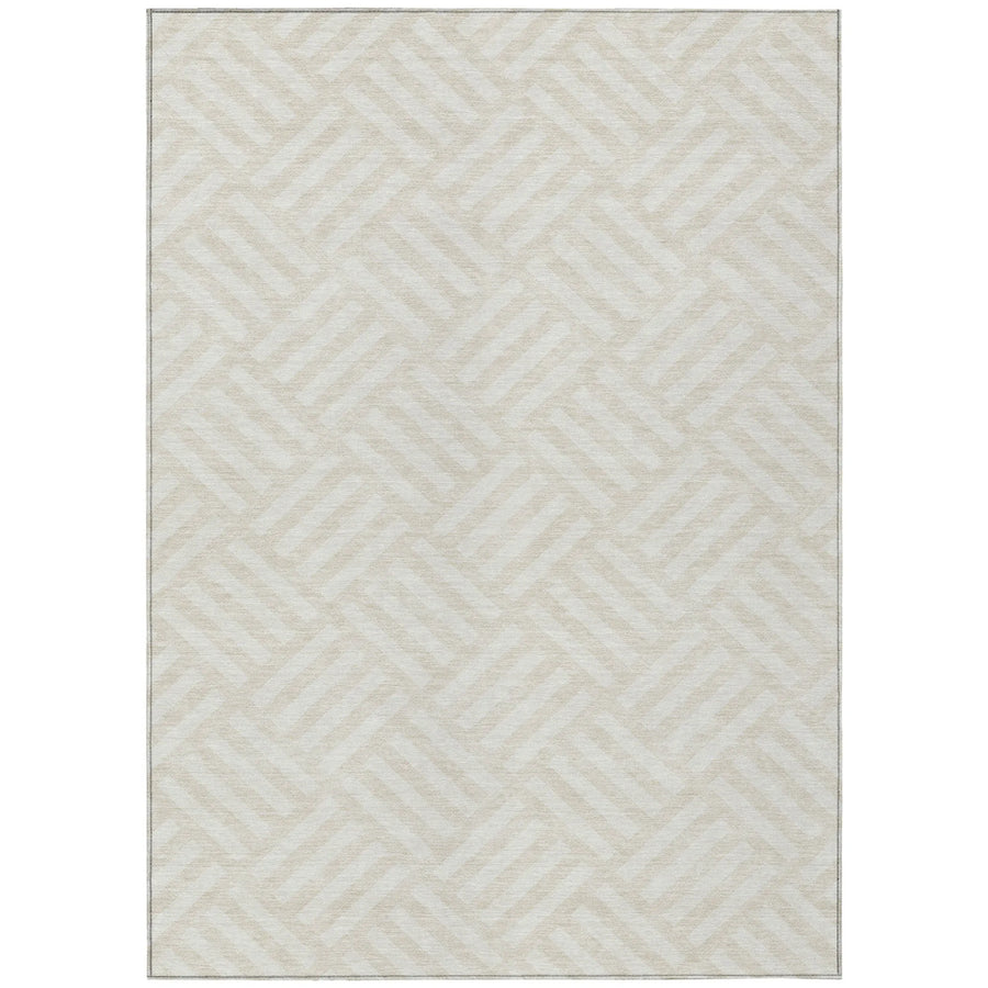 9′ X 12′ Ivory And Beige Geometric Washable Indoor Outdoor Area Rug — view 2