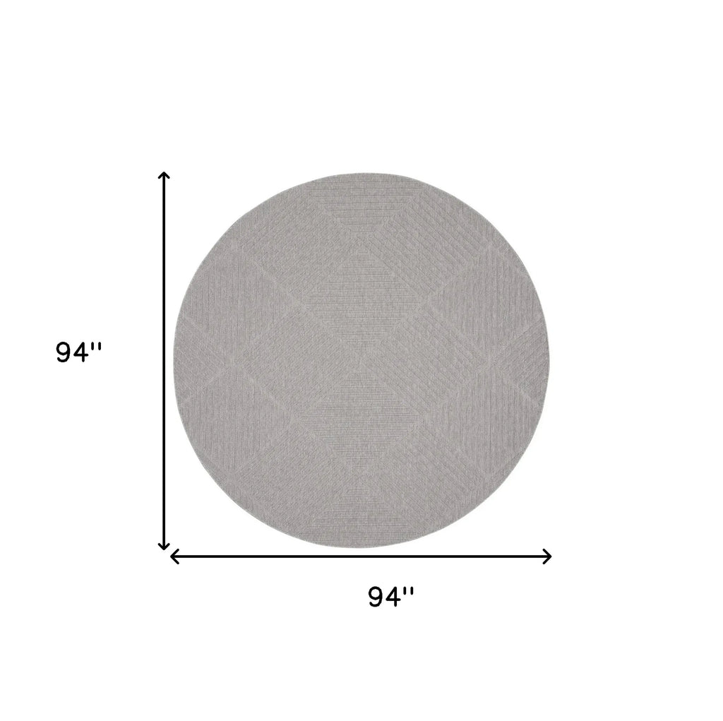 8′ Light Gray And Gray Round Geometric Indoor Outdoor Area Rug — view 2