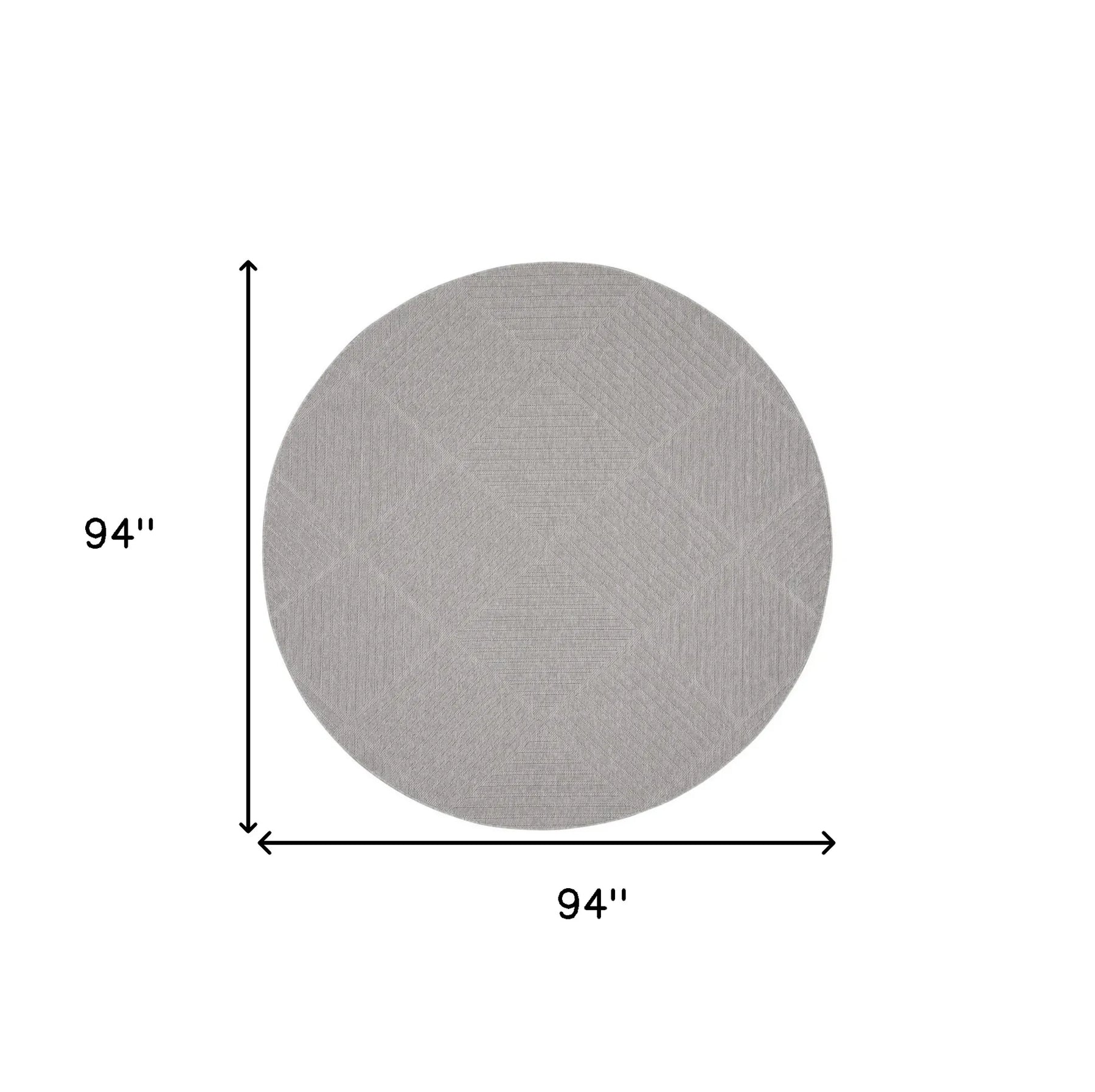 8′ Light Gray And Gray Round Geometric Indoor Outdoor Area Rug — view 2