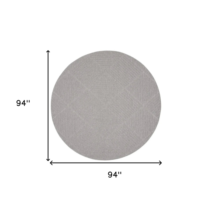 8′ Light Gray And Gray Round Geometric Indoor Outdoor Area Rug — view 2