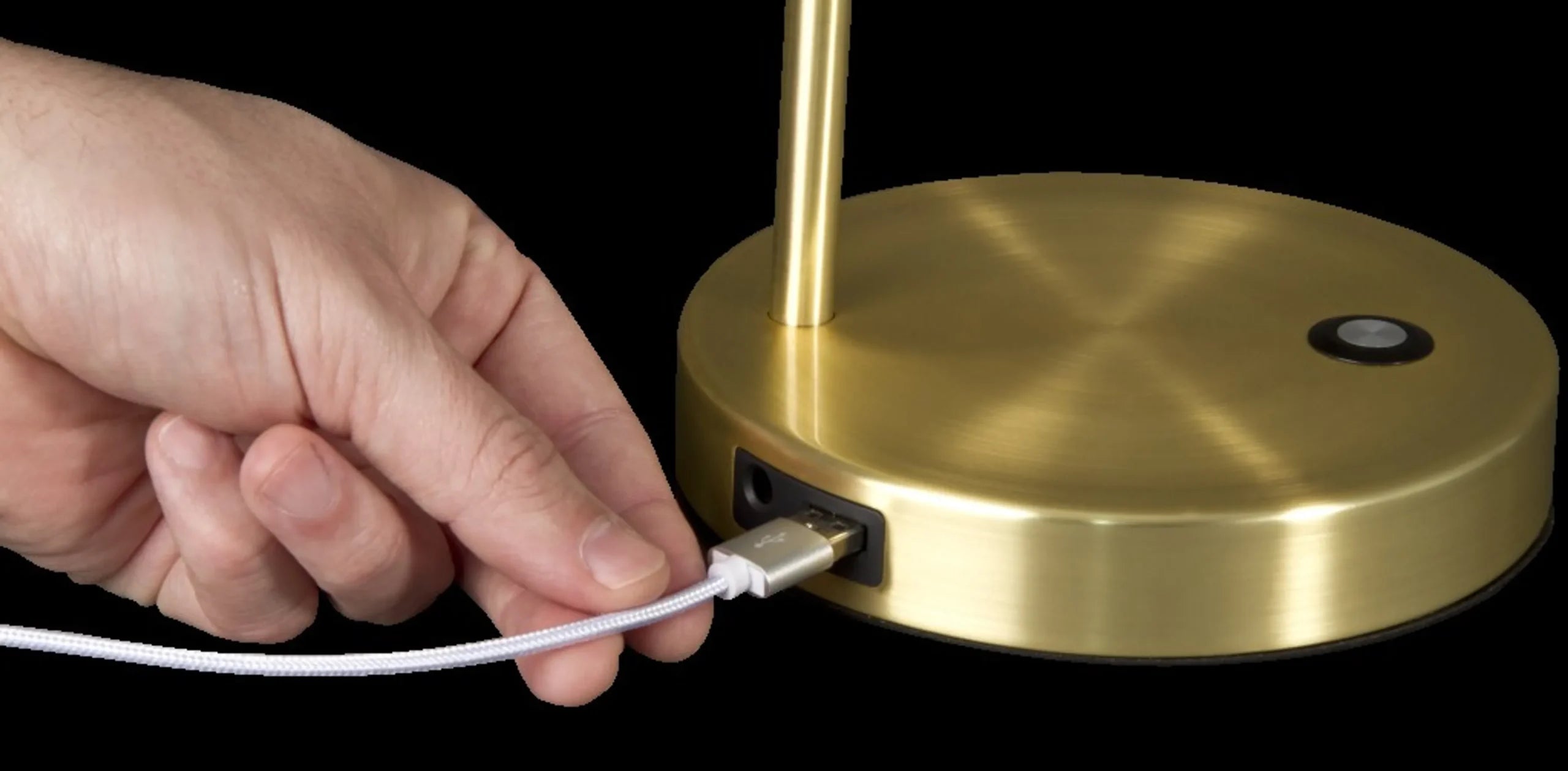 Shiny Satin Brass LED Adjustable Desk Lamp — view 4