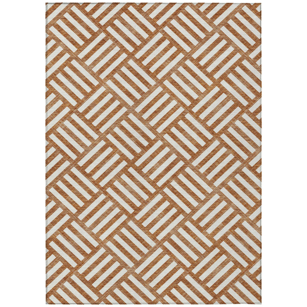 10′ X 14′ Orange And Ivory Geometric Washable Indoor Outdoor Area Rug — view 2