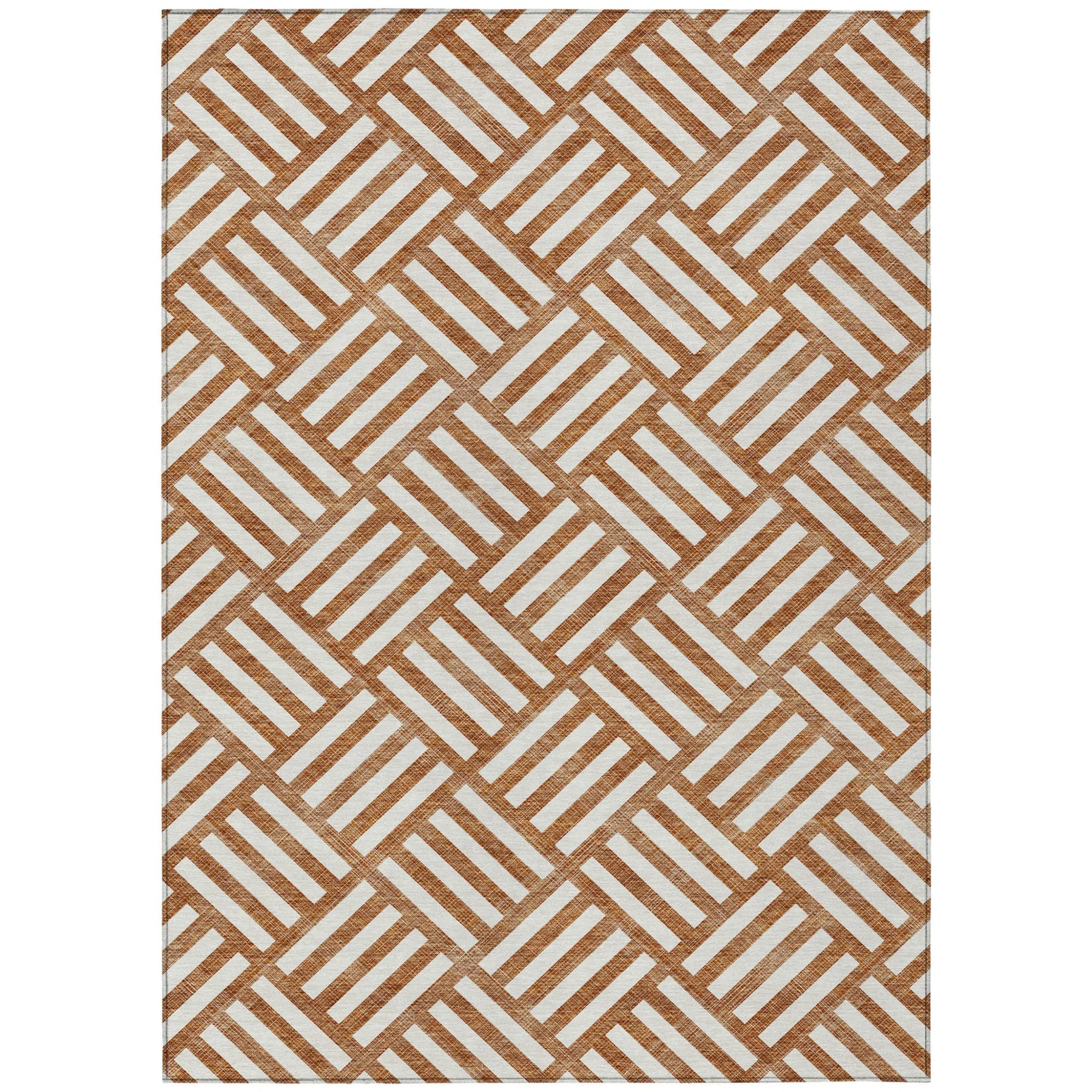 10′ X 14′ Orange And Ivory Geometric Washable Indoor Outdoor Area Rug — view 2