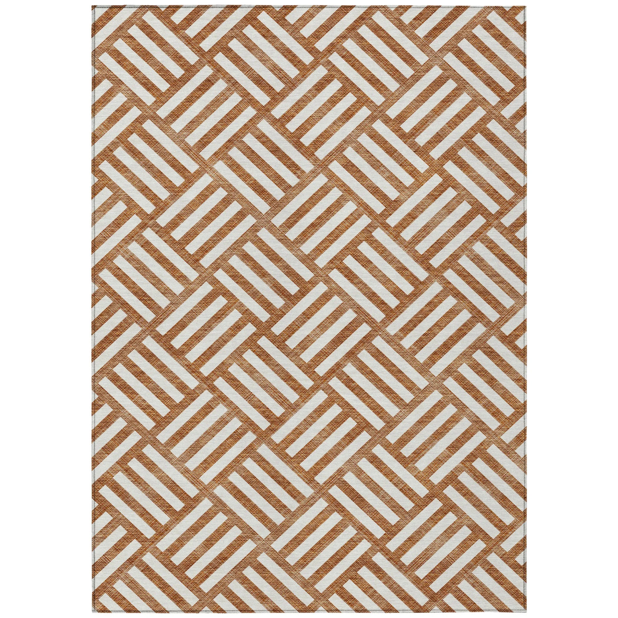 10′ X 14′ Orange And Ivory Geometric Washable Indoor Outdoor Area Rug — view 2