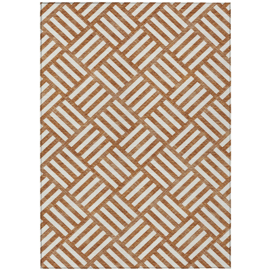 10′ X 14′ Orange And Ivory Geometric Washable Indoor Outdoor Area Rug — view 2