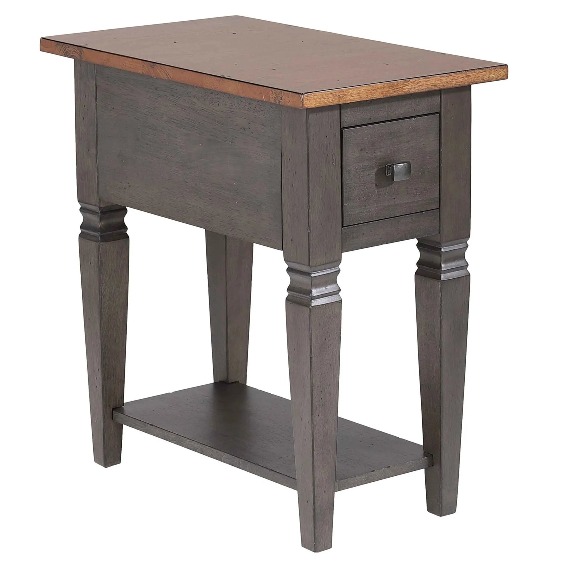 Sunset Trading Dakota 14″ Narrow End Table with Drawer & Shelf Storage | Solid Wood Recliner Side Table | Slim Bedroom Nighs…