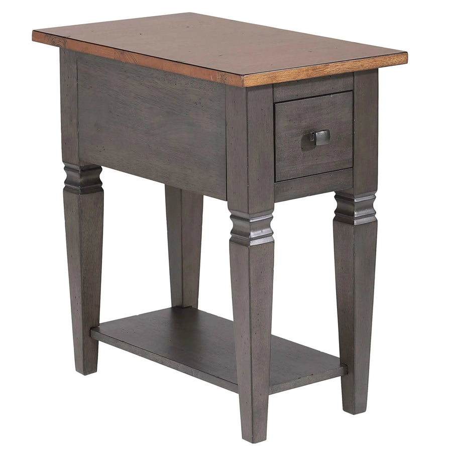 Sunset Trading Dakota 14″ Narrow End Table with Drawer & Shelf Storage | Solid Wood Recliner Side Table | Slim Bedroom Nighs…