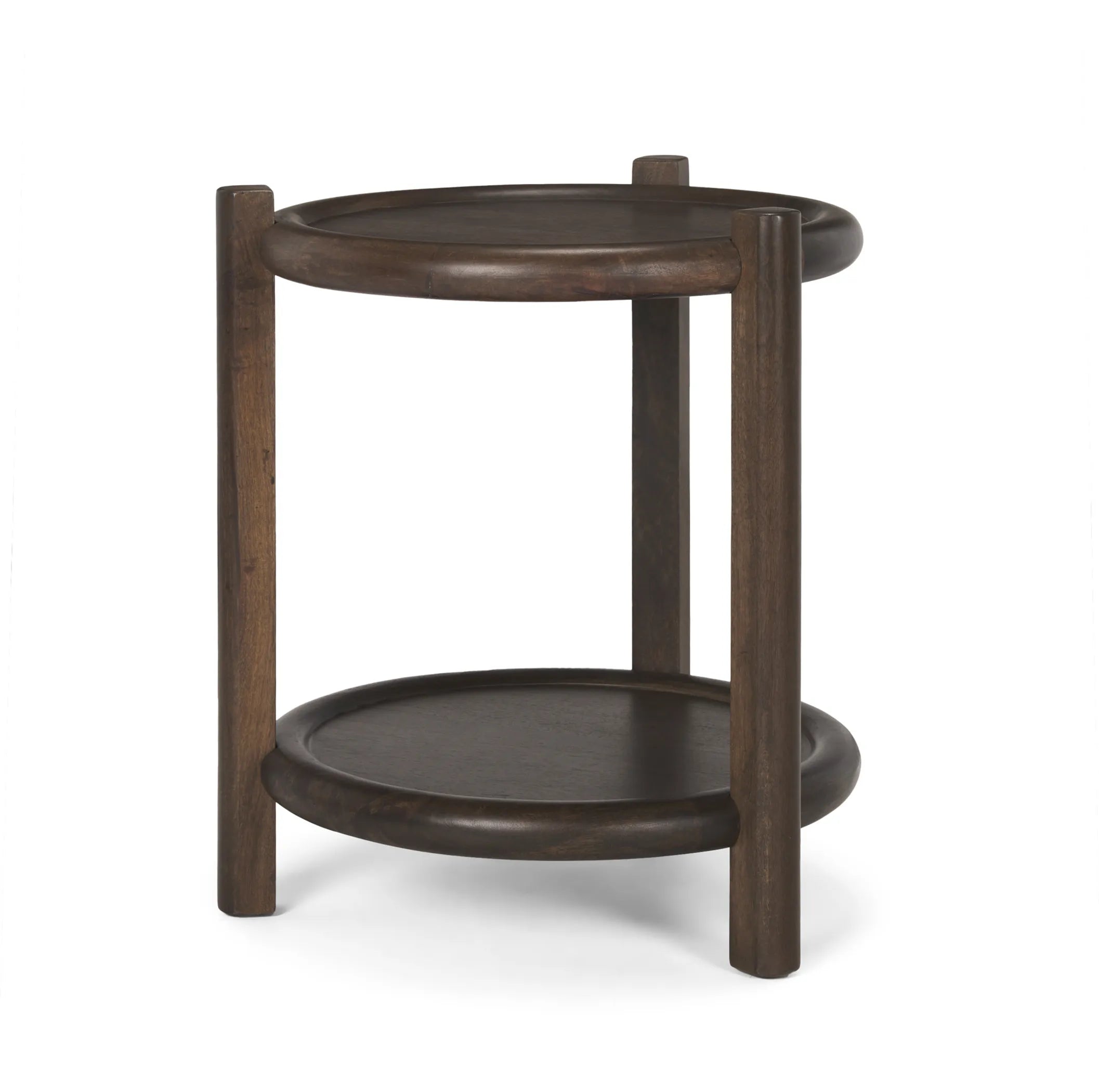 24″ Dark Brown Solid Wood Tray Table — view 2