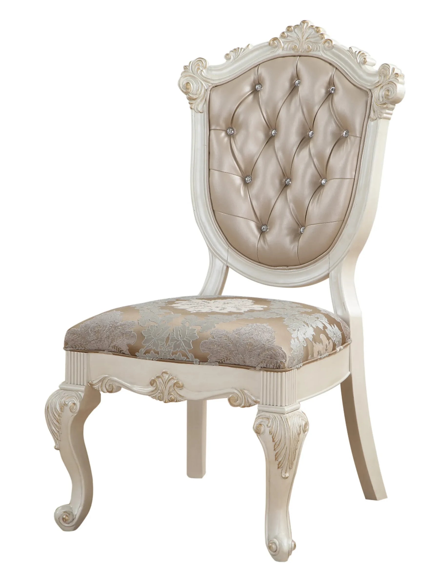Set of Two Upholstered Faux Leather And Solid Wood Dining Side Chairs — view 3
