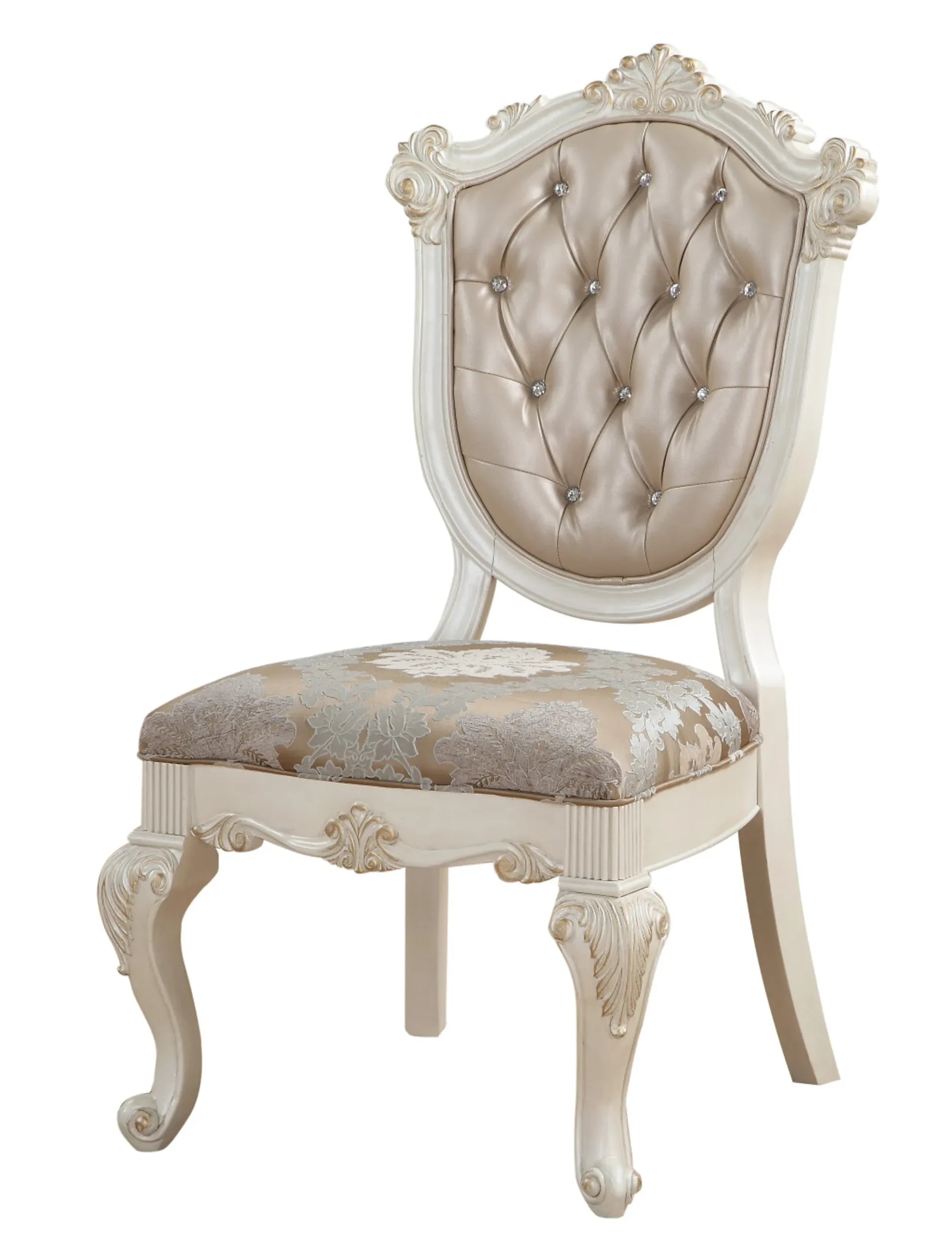 Set of Two Upholstered Faux Leather And Solid Wood Dining Side Chairs — view 3