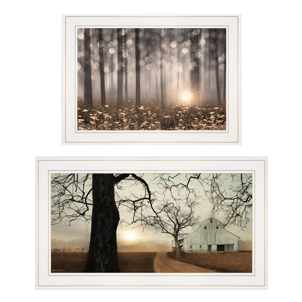 Set Of Two Enchanted Sunrise 1 White Framed Print Wall Art — view 2