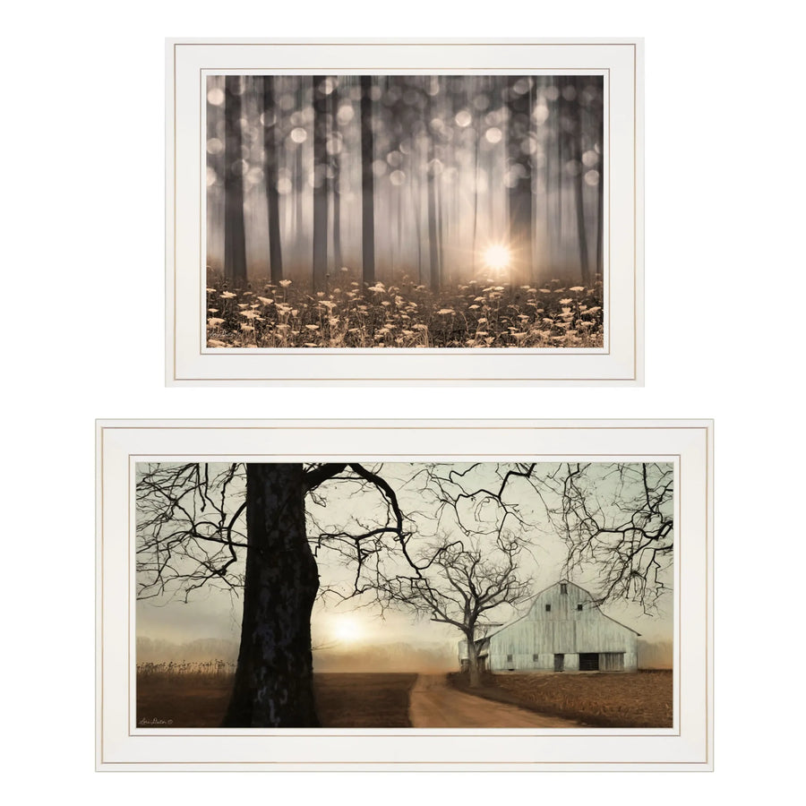 Set Of Two Enchanted Sunrise 1 White Framed Print Wall Art — view 2