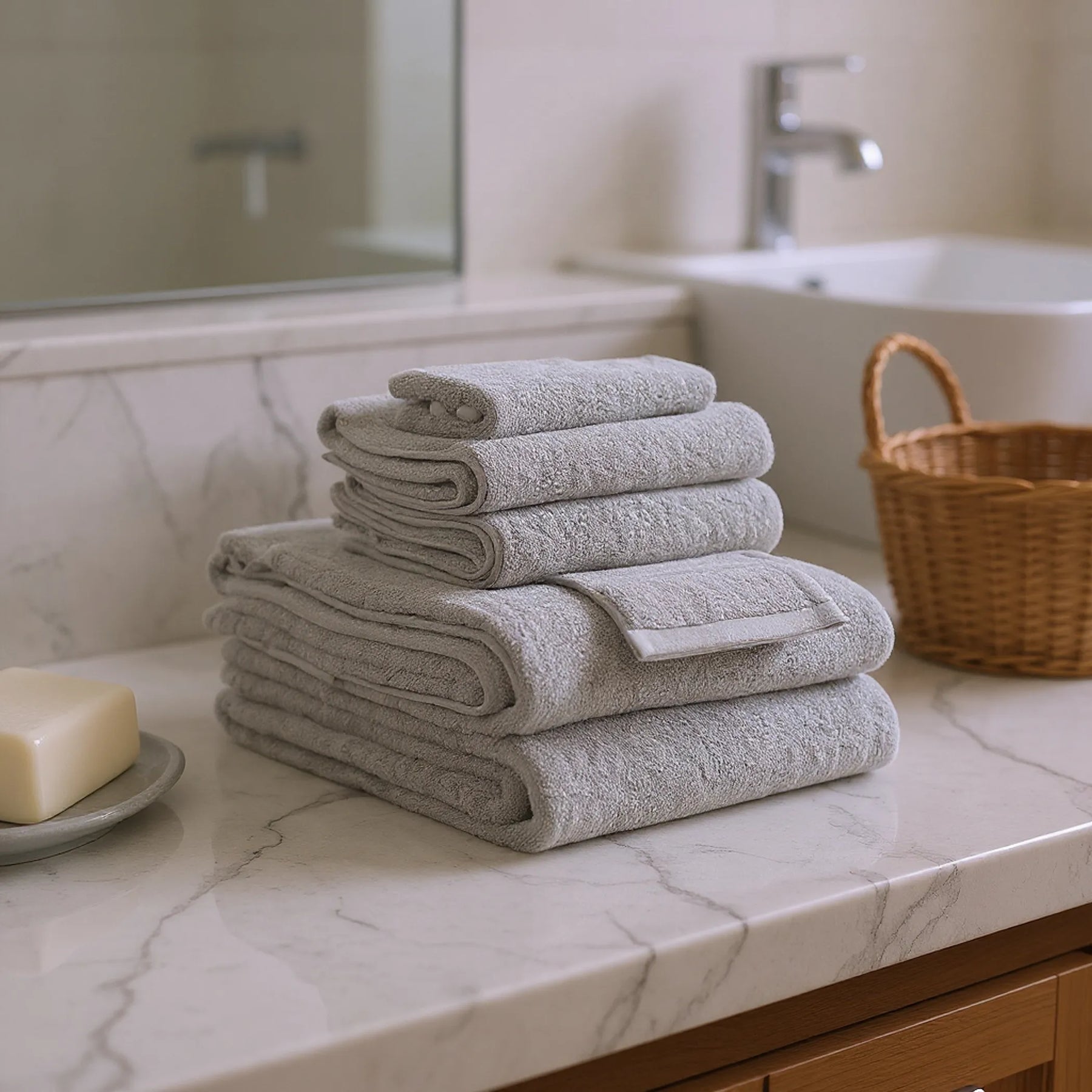 Set of Six Light Cotton Quick Dry Terry Cloth Towels