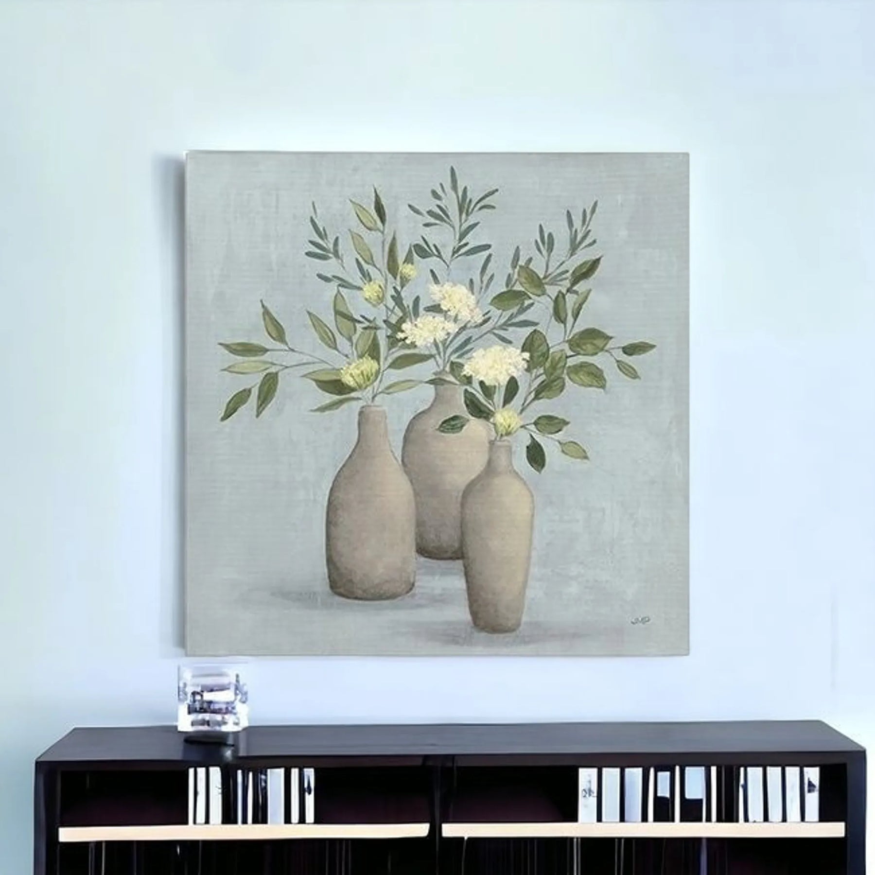 Pretty Bohemian Flowers In Ceramic Vases Unframed Print Wall Art — view 2