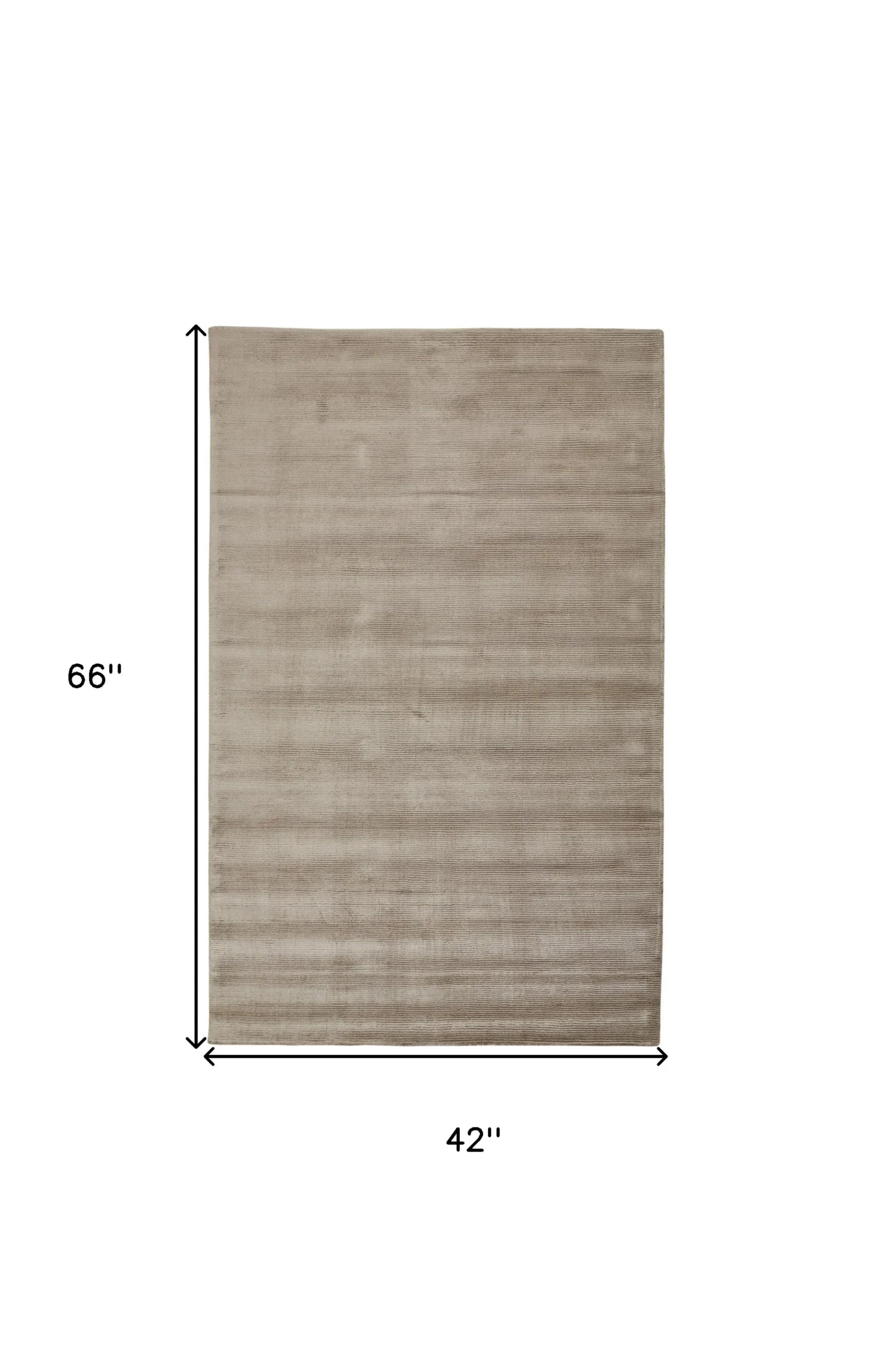 4′ X 6′ Tan Ivory And Taupe Hand Woven Area Rug — view 4