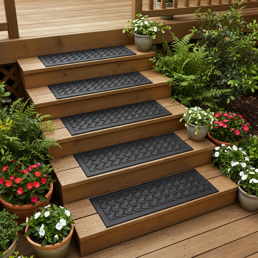 Set Of Six Lattice Outdoor Rubber Stair Treads