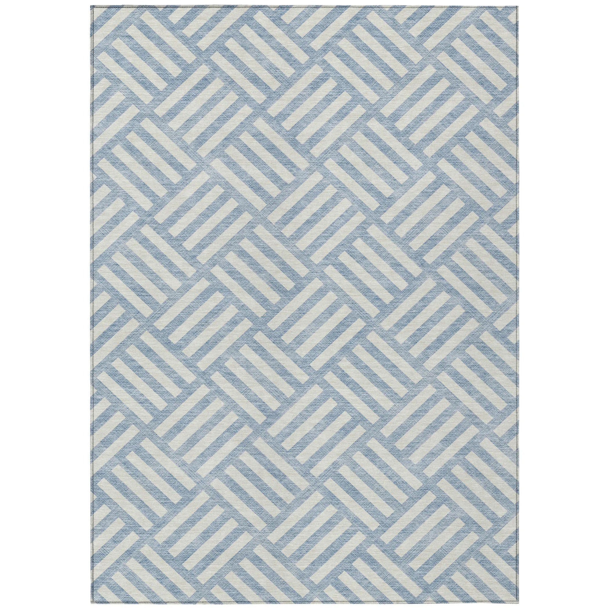 10′ X 14′ Sky Blue And Ivory Geometric Washable Indoor Outdoor Area Rug — view 2