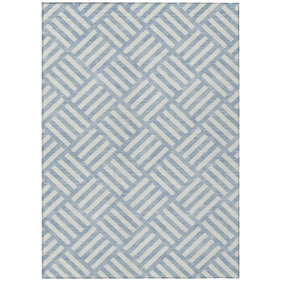 10′ X 14′ Sky Blue And Ivory Geometric Washable Indoor Outdoor Area Rug — view 2