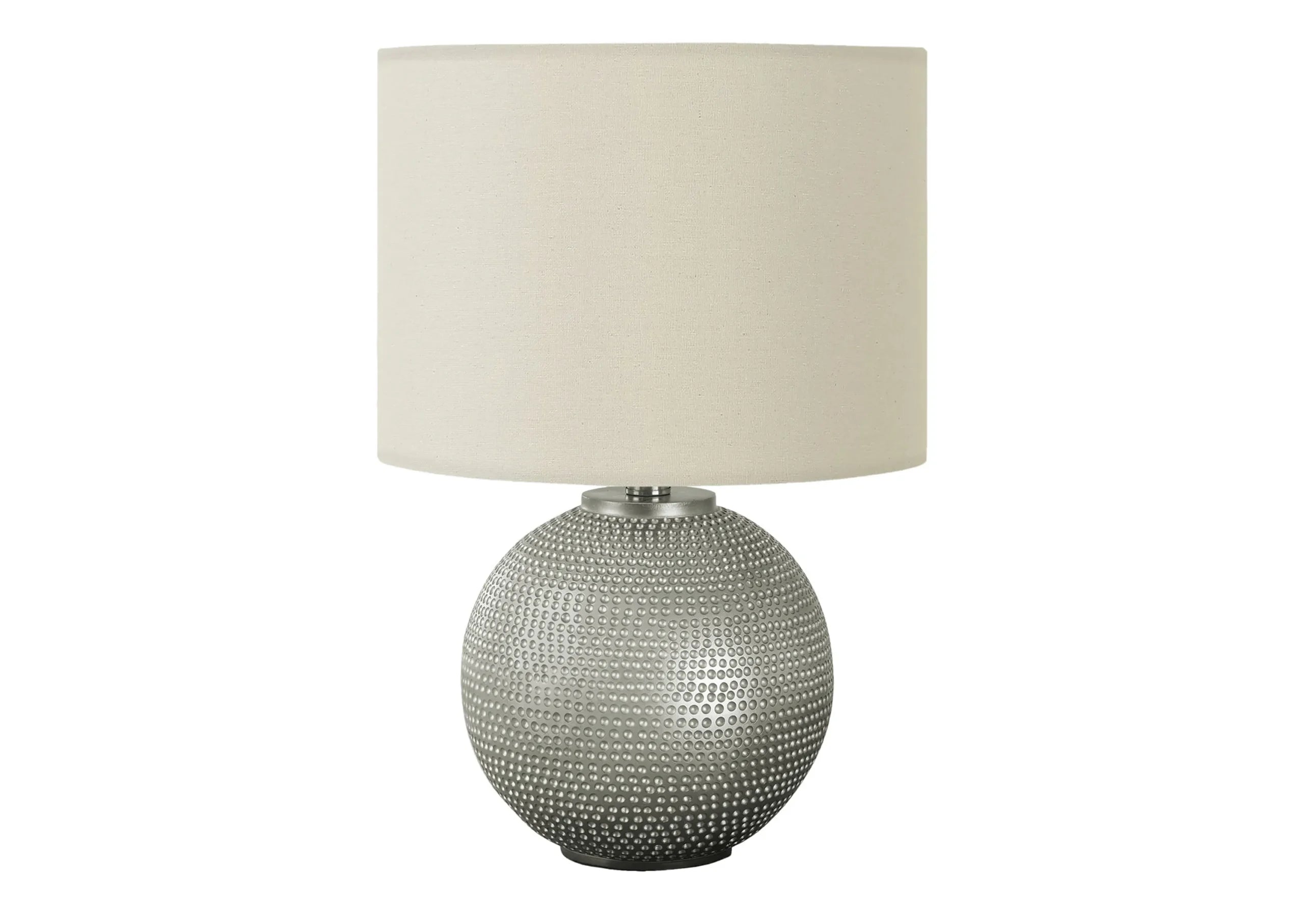 19″ Gray Round Table Lamp With Ivory Drum Shade