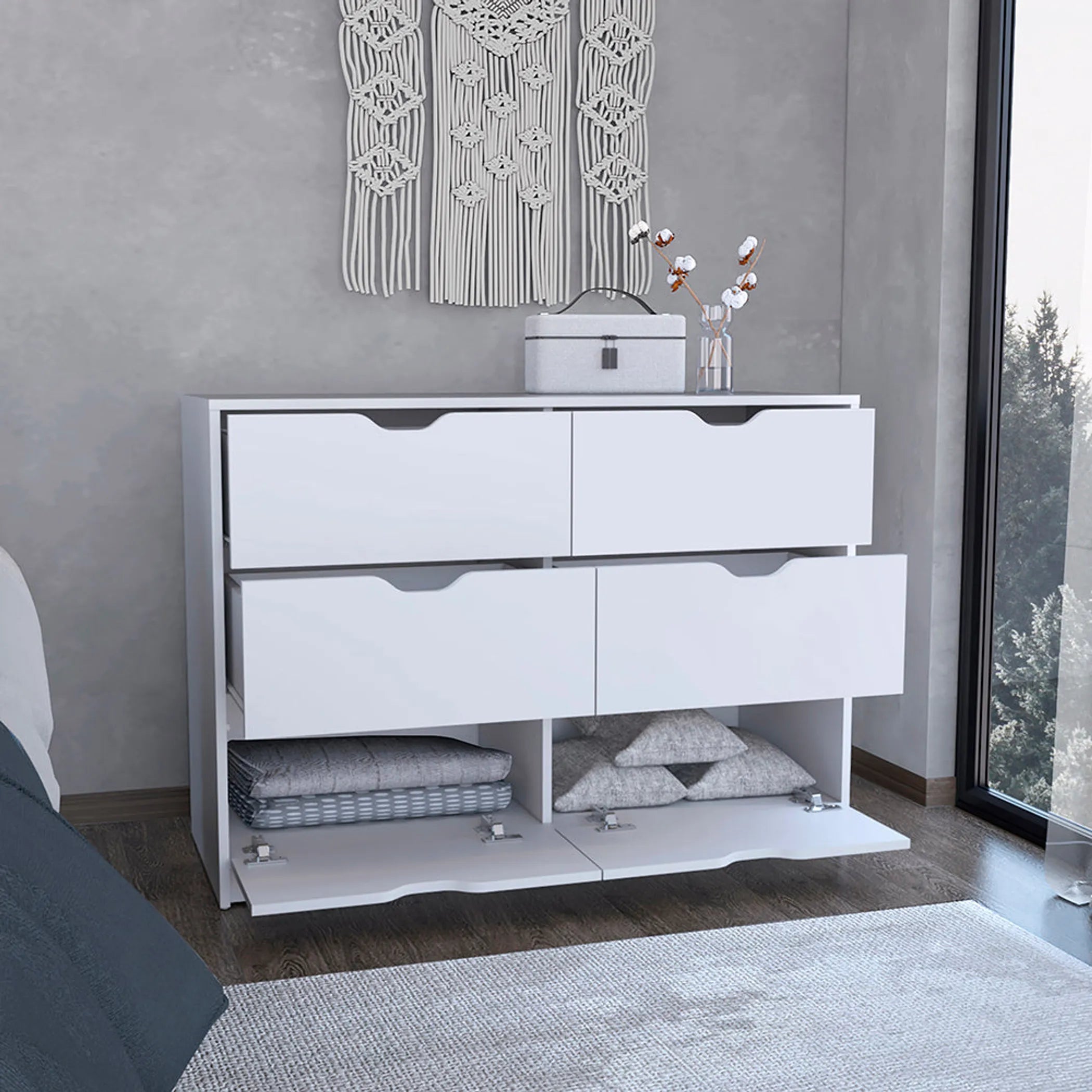 Basilea 4 Drawers Dresser, 2 Cabinets — view 2