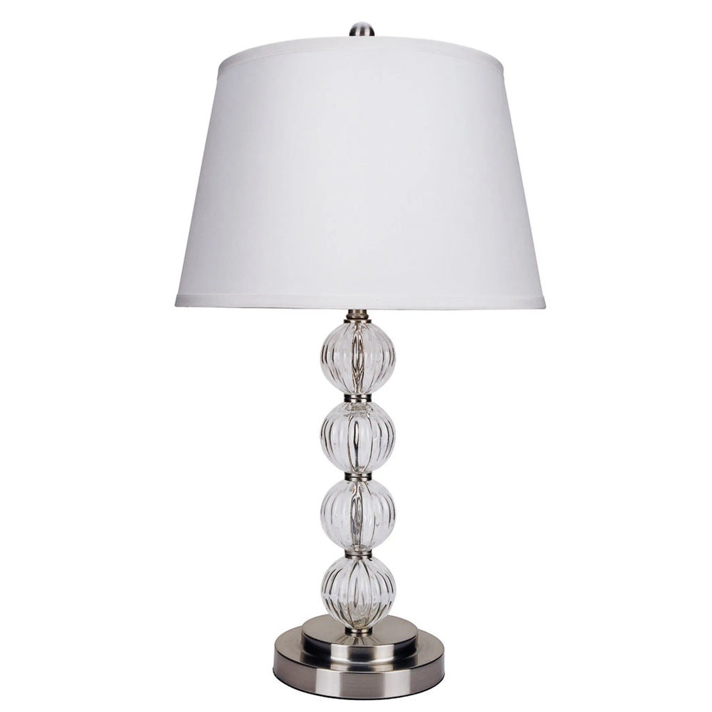 29″ Silver Metal Table Lamp With White Classic Empire Shade