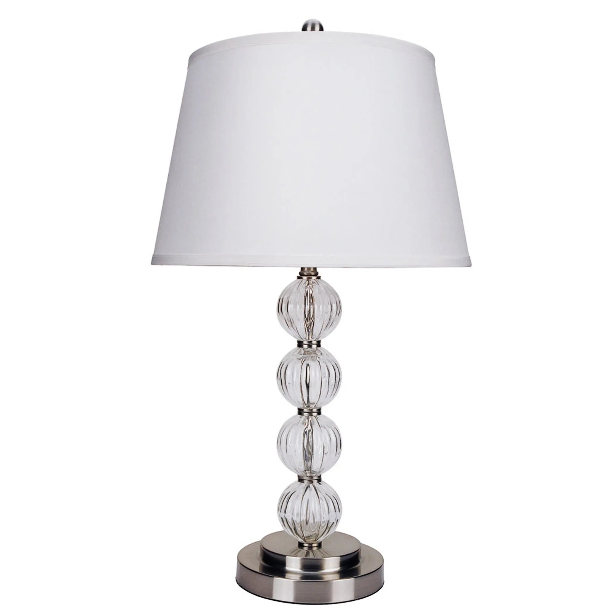 29″ Silver Metal Table Lamp With White Classic Empire Shade