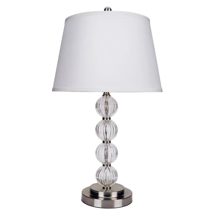 29″ Silver Metal Table Lamp With White Classic Empire Shade