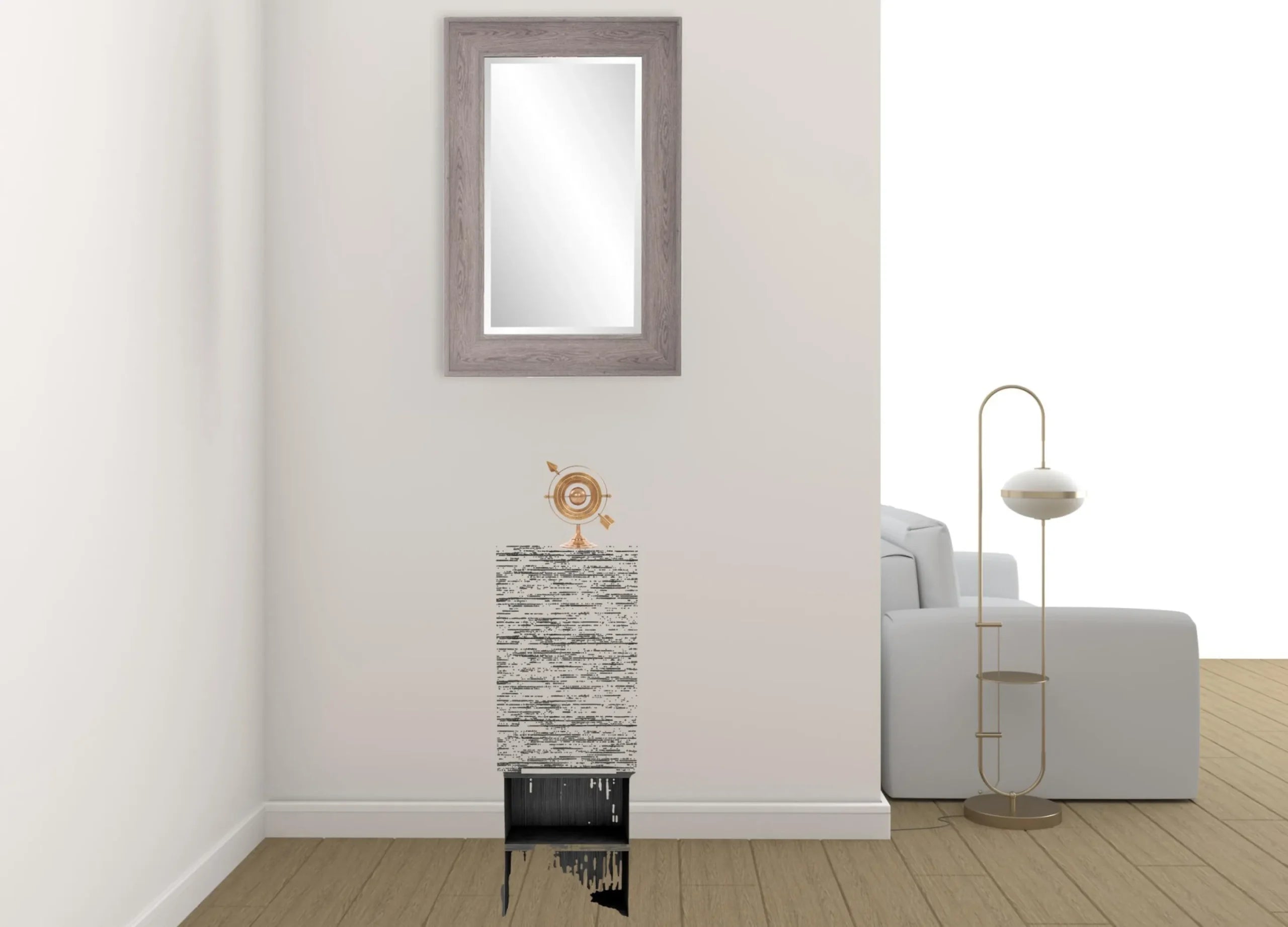 32″ Smoky Gray Oak Accent Cabinet With Three Shelves — view 3