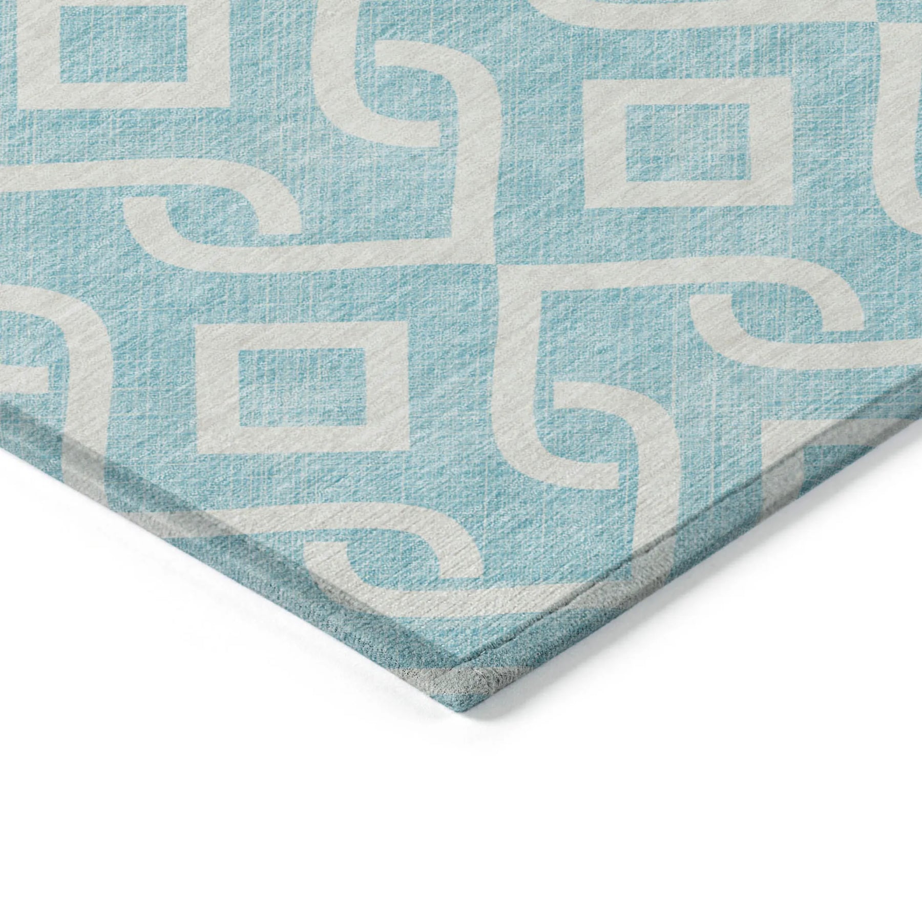 10′ X 14′ Aqua And Ivory Geometric Washable Indoor Outdoor Area Rug — view 4