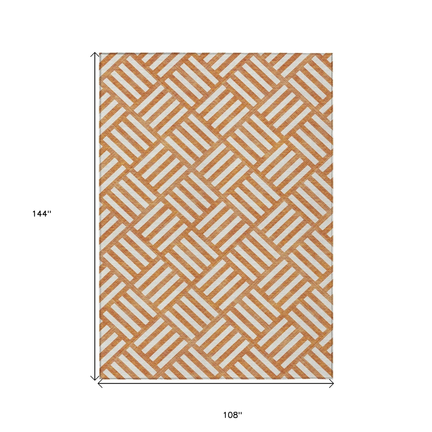 9′ X 12′ Orange And Ivory Geometric Washable Indoor Outdoor Area Rug — view 3