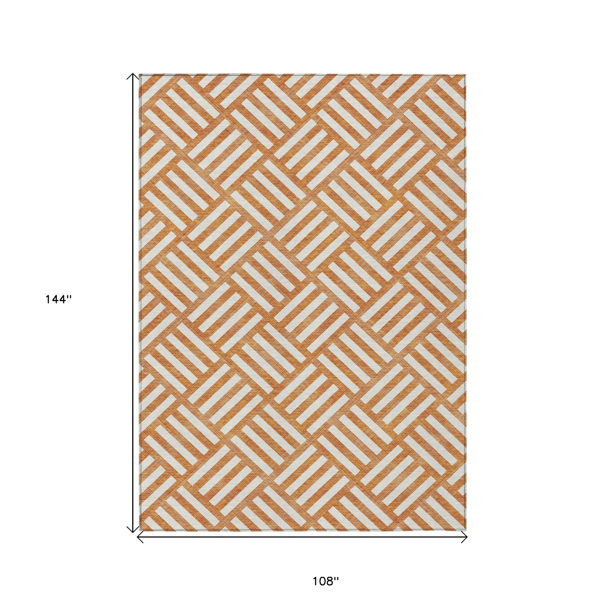 9′ X 12′ Orange And Ivory Geometric Washable Indoor Outdoor Area Rug — view 3