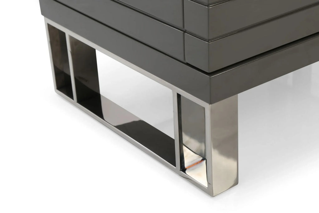 23″ Silver and Gray Two Drawer Nightstand — view 4