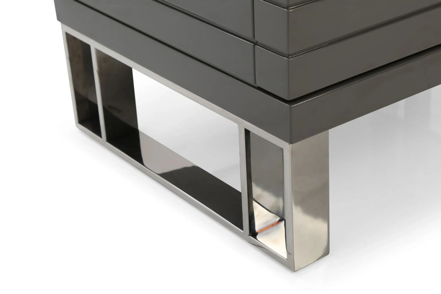 23″ Silver and Gray Two Drawer Nightstand — view 4