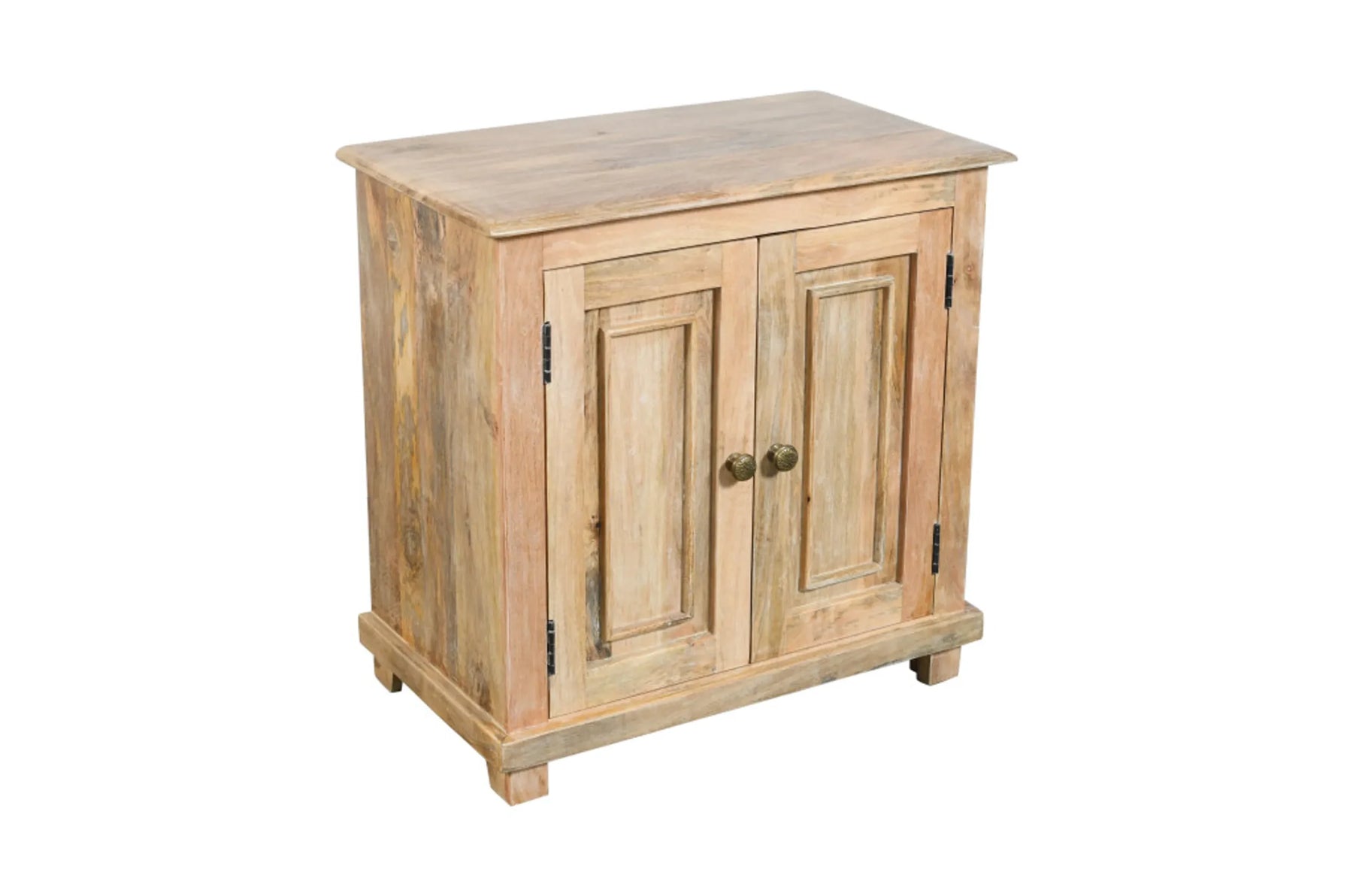 28″ Distressed Natural Solid Wood Nightstand With Storage — view 3