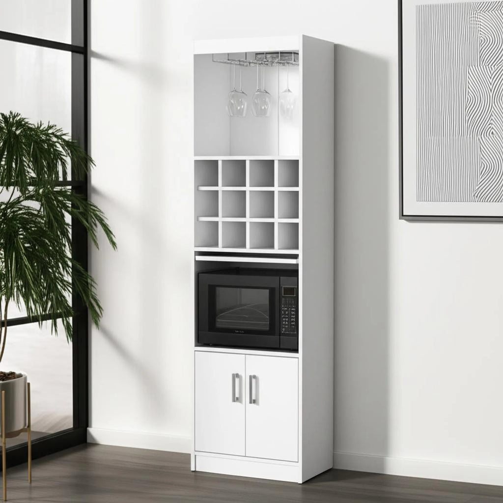 71″ White Wood Bar Cabinet With Two Doors