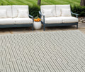 6′ X 9′ Cream and Beige Geometric Distressed Indoor Outdoor Area Rug