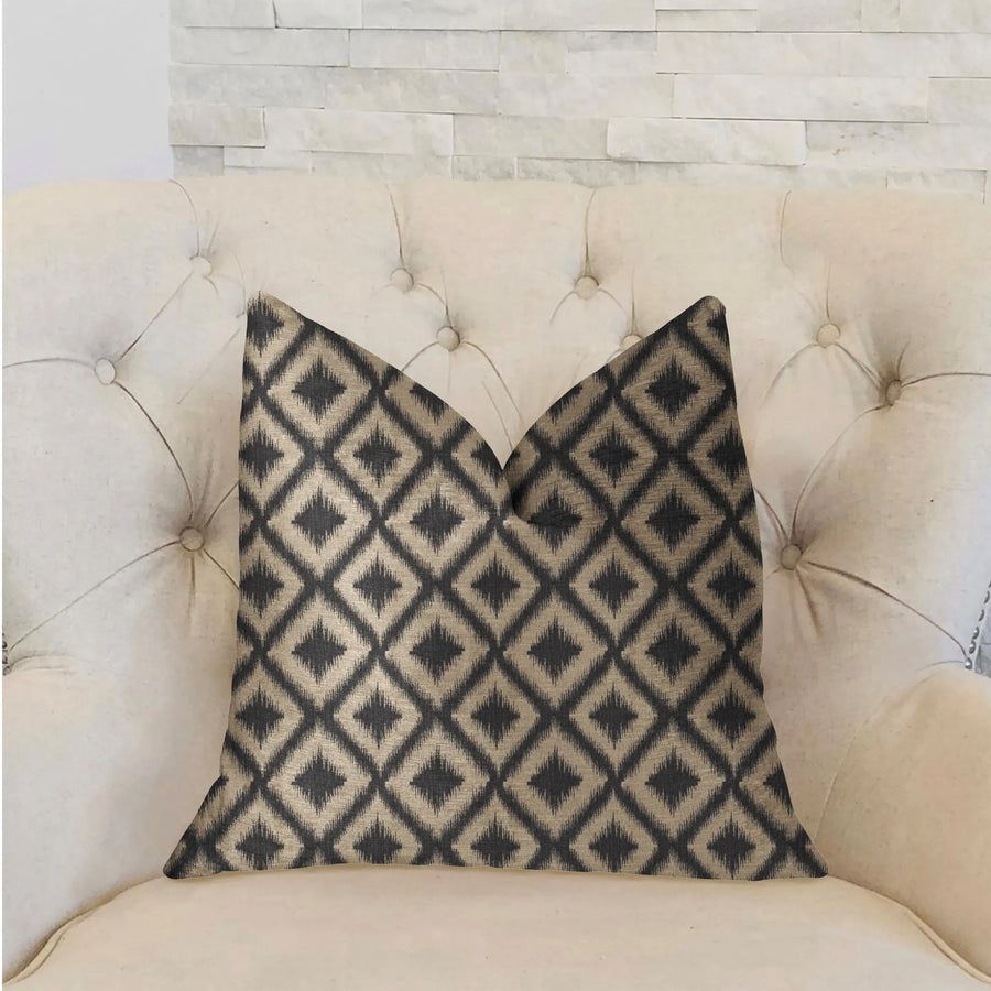 Plutus Diamond Embers Gray and Beige Luxury Throw Pillow — view 2
