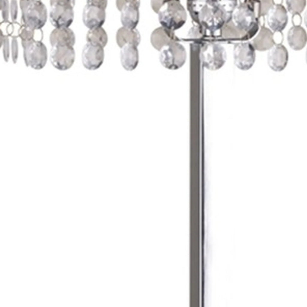28″ Silver Table Lamp With Faux Crystals and White Rectangle Shade — view 4