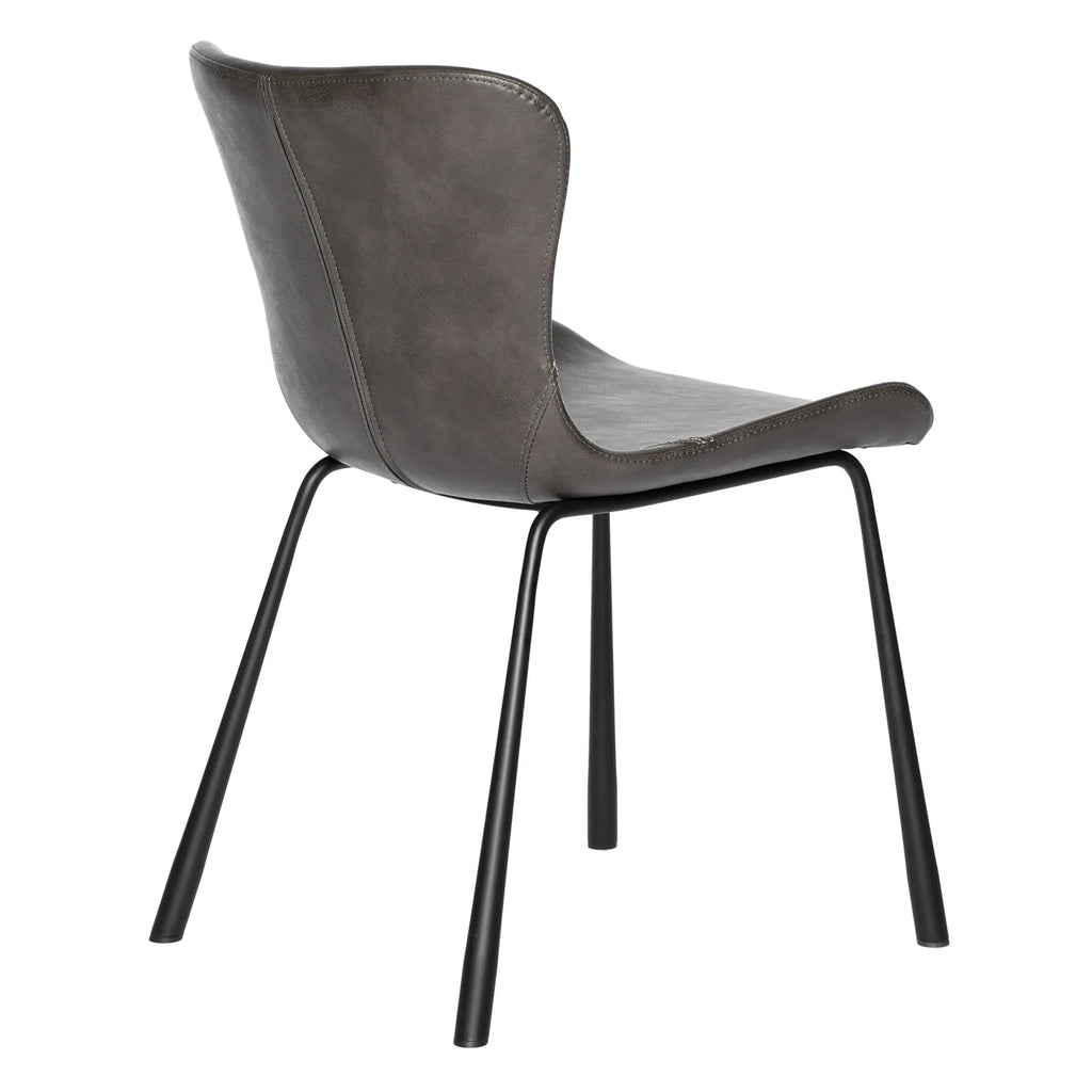 Set of Two Dark Gray Faux Faux Leather Side Chairs — view 4
