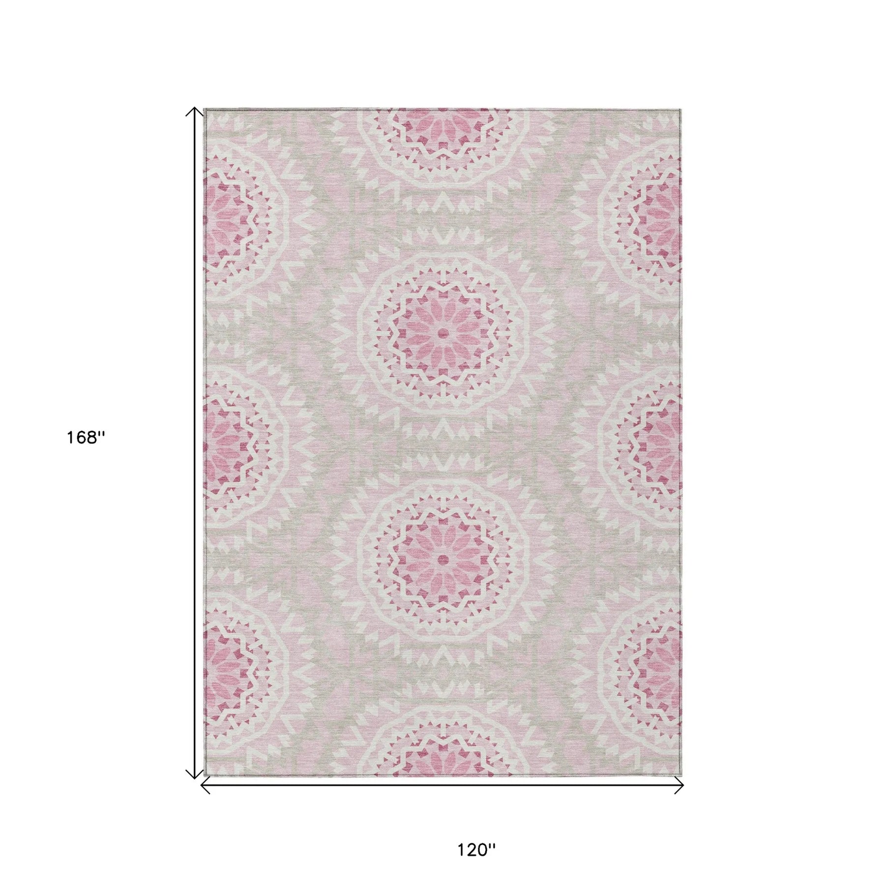 10′ X 14′ Pink Blush And Ivory Floral Medallion Washable Indoor Outdoor Area Rug — view 3