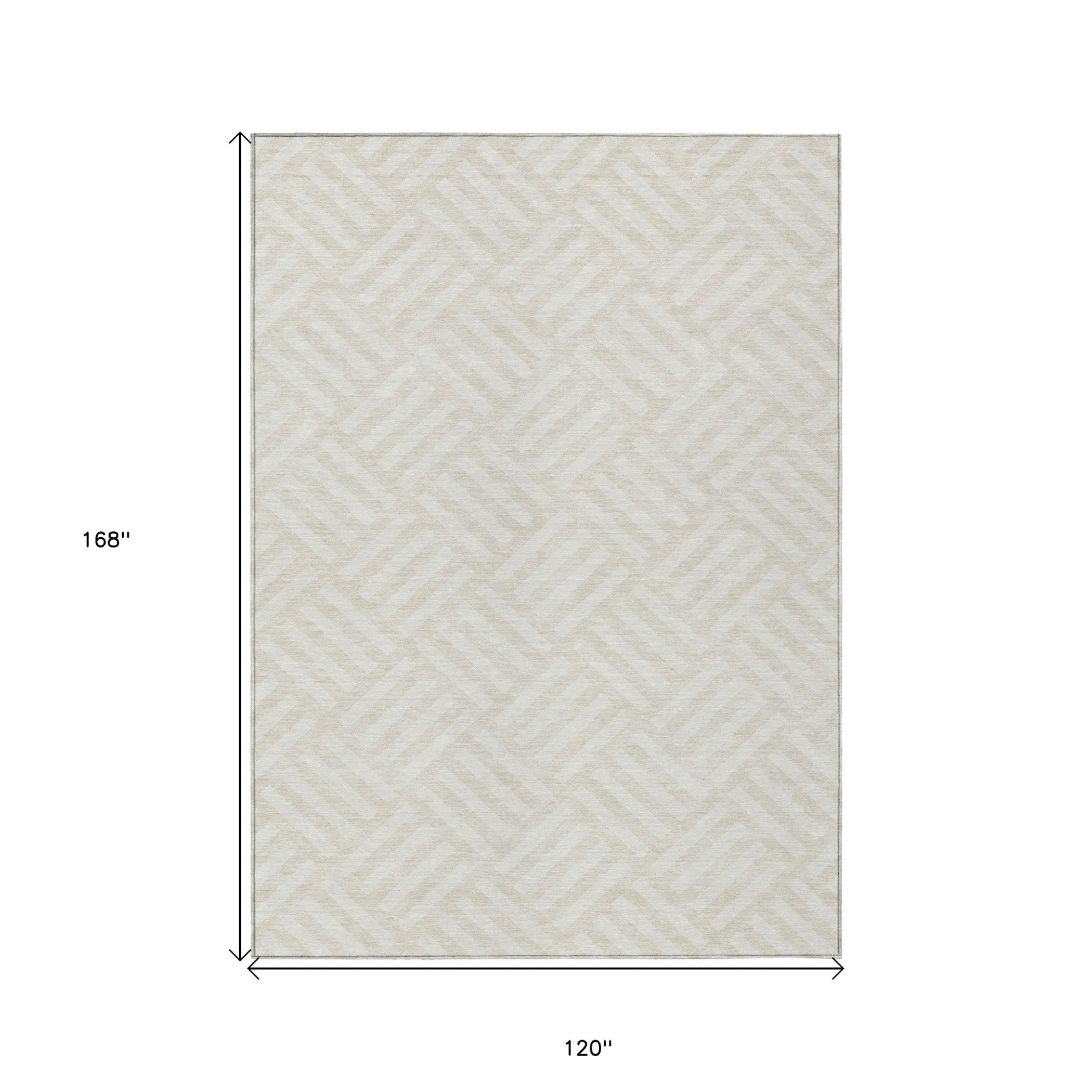 10′ X 14′ Ivory And Beige Geometric Washable Indoor Outdoor Area Rug — view 3