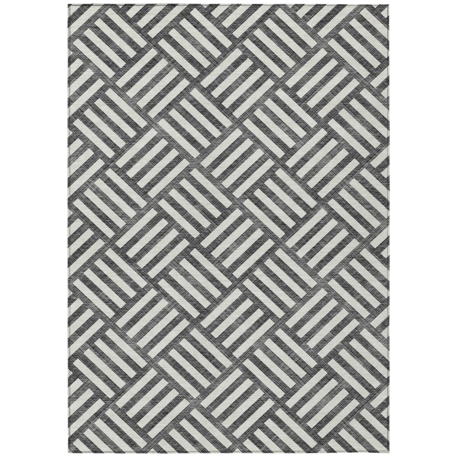 10′ X 14′ Black And Ivory Geometric Washable Indoor Outdoor Area Rug — view 2